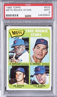 1965 Topps #533 Mets Rookie Stars Tug McGraw/R. Swoboda Rookie Card - PSA 9 MINT